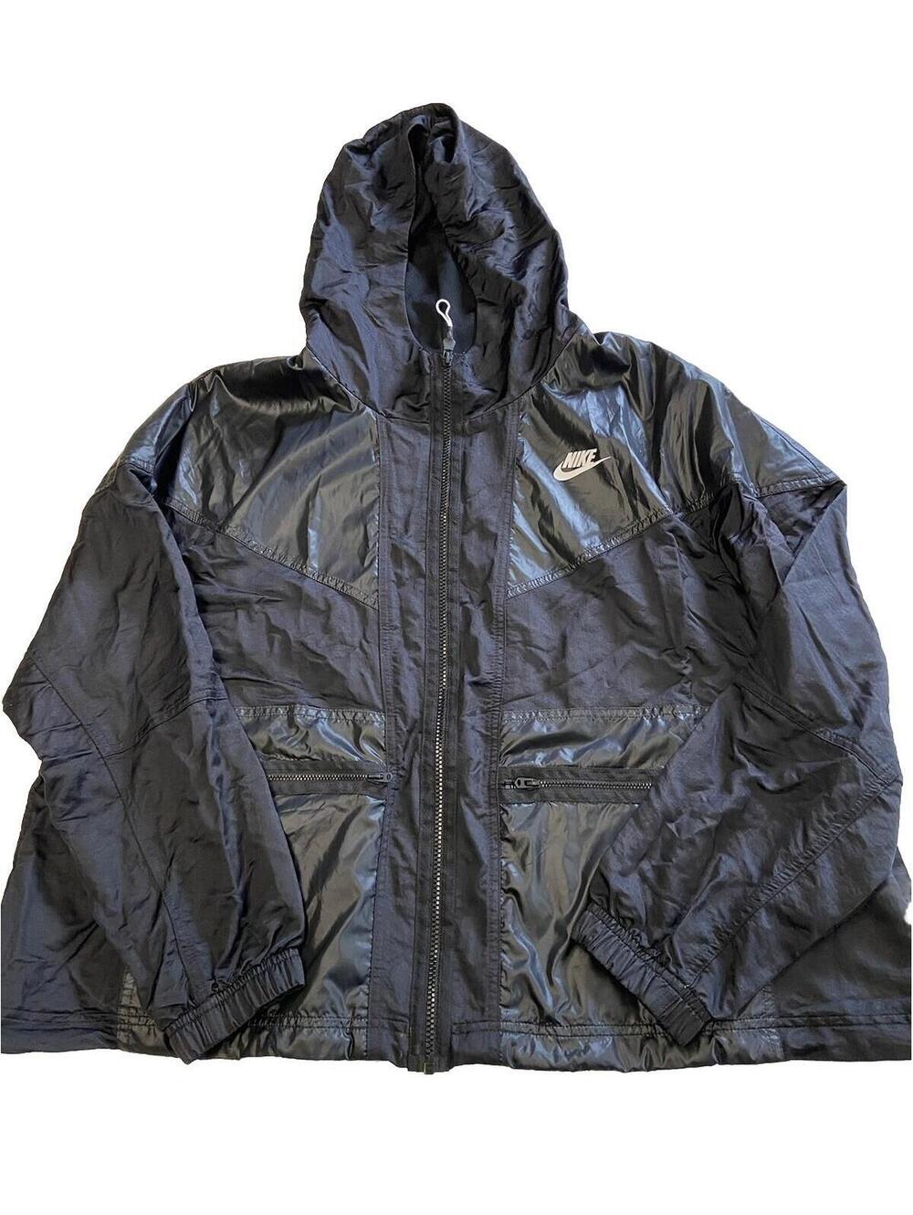 Womens NIKE Black Nylon Windrunner Jacket Sz 1X